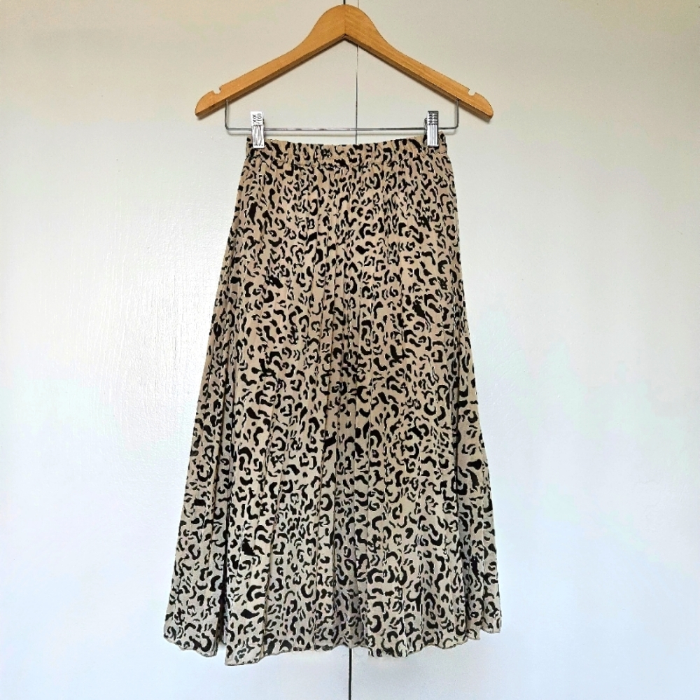 LEOPARD MIDI PLEADED SKIRT SIZE S